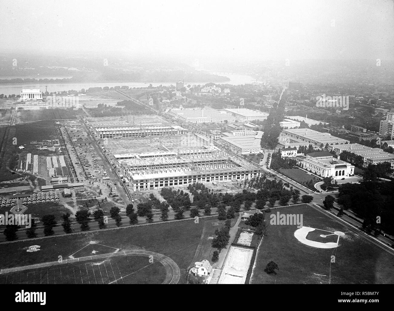 Luftaufnahme von Washington D.C. Nordwesten Blick vom Washington Monument Ca. 1916-1919 Stockfoto