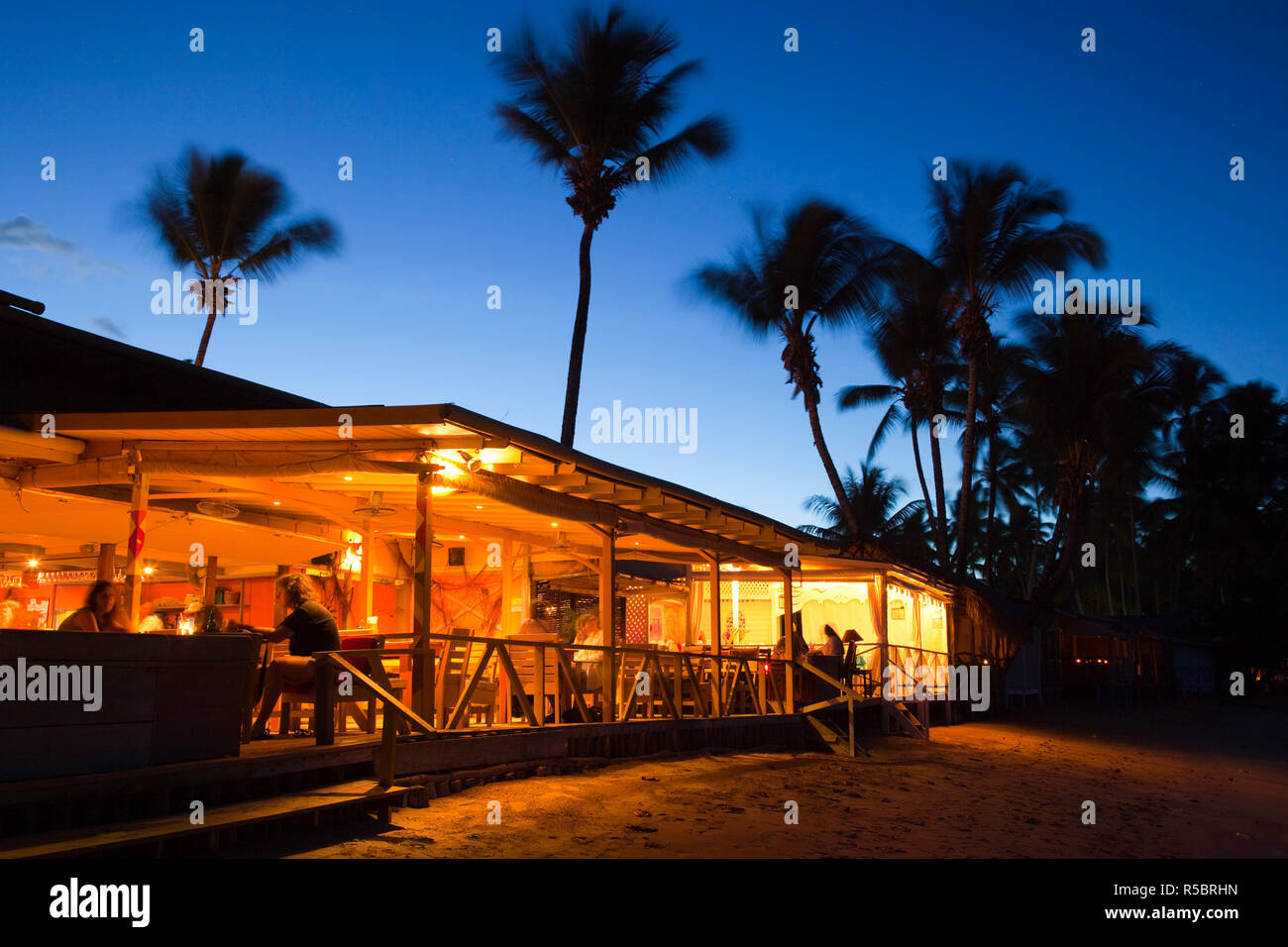 Dominikanische Republik, Halbinsel Samana, Las Terrenas, Playa Las Terrenas Strand, Strand Bar Stockfoto
