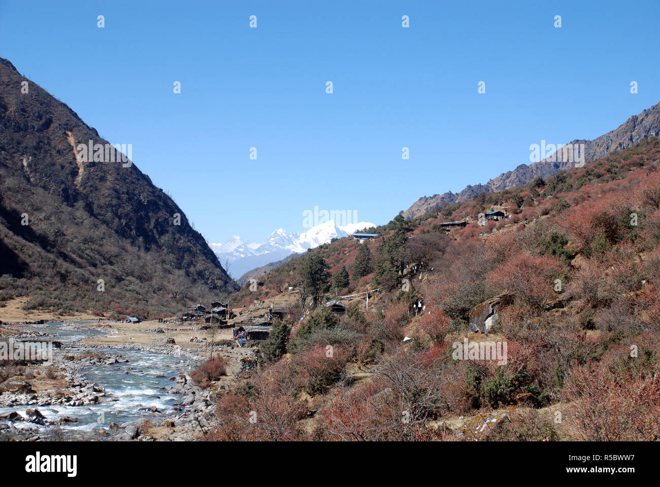 Der Sherpa Dorf Thudam im hohen Himalaya der östlichen Nepal Stockfoto