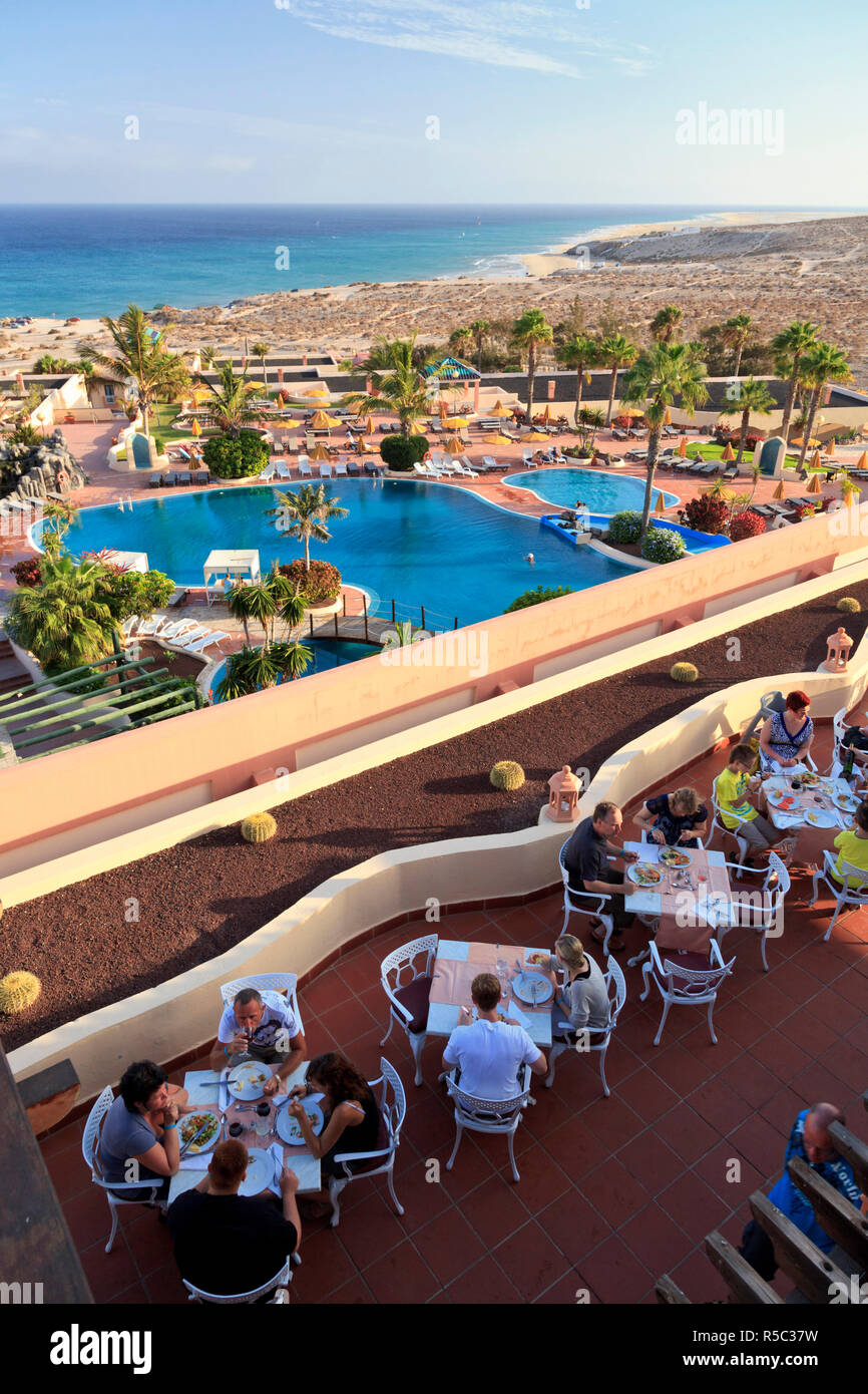 Spanien, Kanarische Inseln, Fuerteventura, Jandia Halbinsel, Playa de Sotavento de Jandia Beach, Luxury Beach Resort Stockfoto