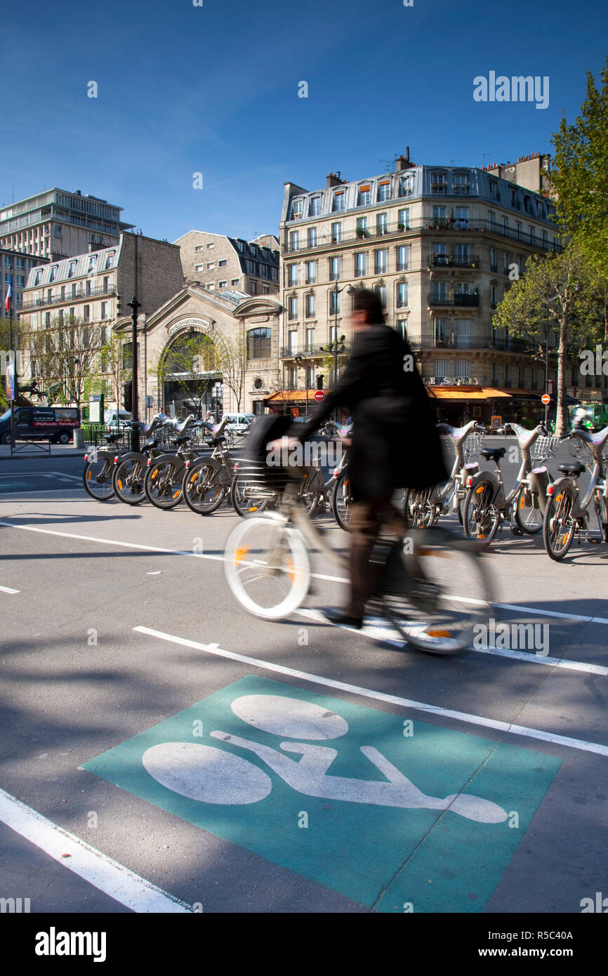 ''Velib Fahrradverleih Regelung, Paris, Frankreich Stockfoto