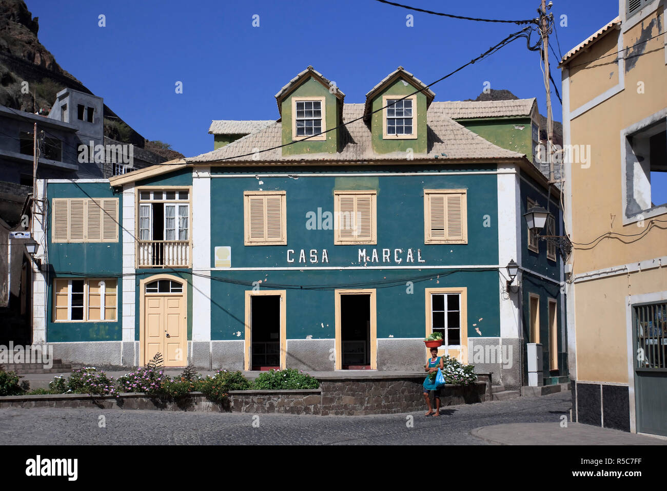 Kapverden, Santo Antao, Ribeira Grande Stadt, koloniale Architektur Stockfoto