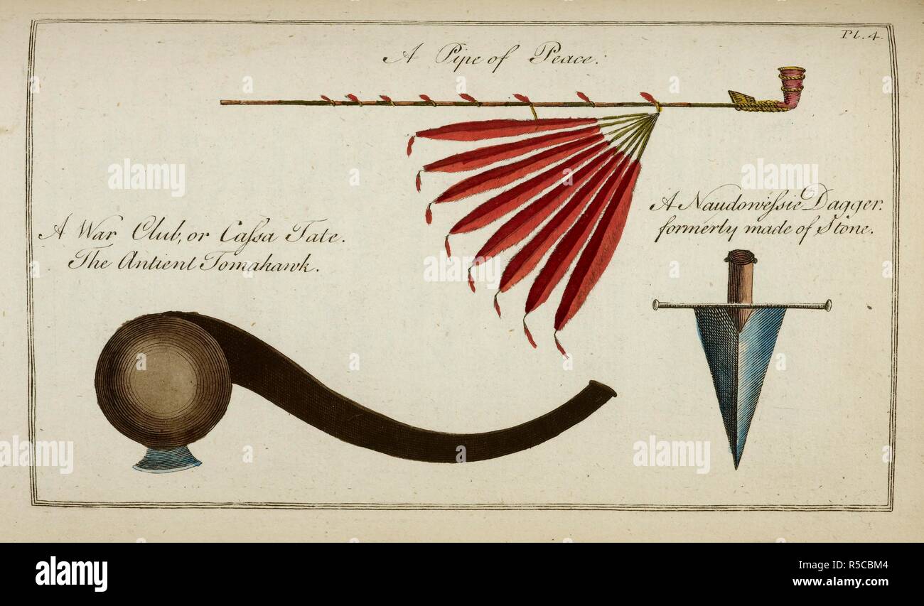 Native Waffen. 18 Zeichnungen von Speeren und scharfen Pfeilspitzen durch indische ersten Völker erstellt. . Reisen durch die inneren Teile in Nordamerika, in den Jahren 1766, 1767 und 1768 etc. London England. C. Dilly, 1781. Bild von Reisen durch den Innenraum Teile in Nordamerika, in den Jahren 1766, 1767 und 1768. CARVER, Jonathan, Captain. Quelle: 980. Ich. 28. Sprache: Englisch. Stockfoto