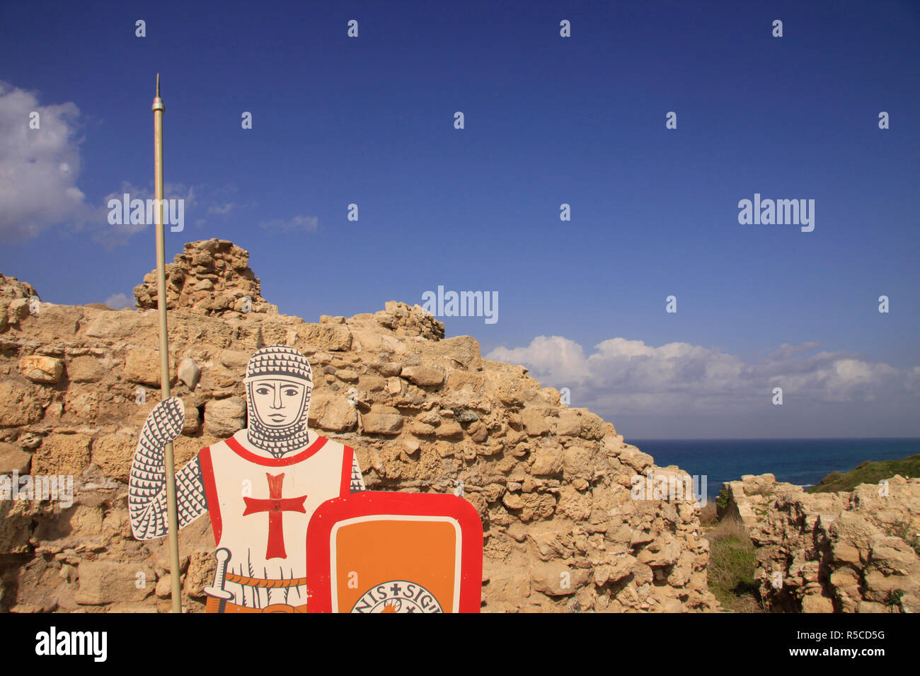 Israel, Sharon Region, Ruinen der Crusader Festung Arsur im Apollonia National Park Stockfoto