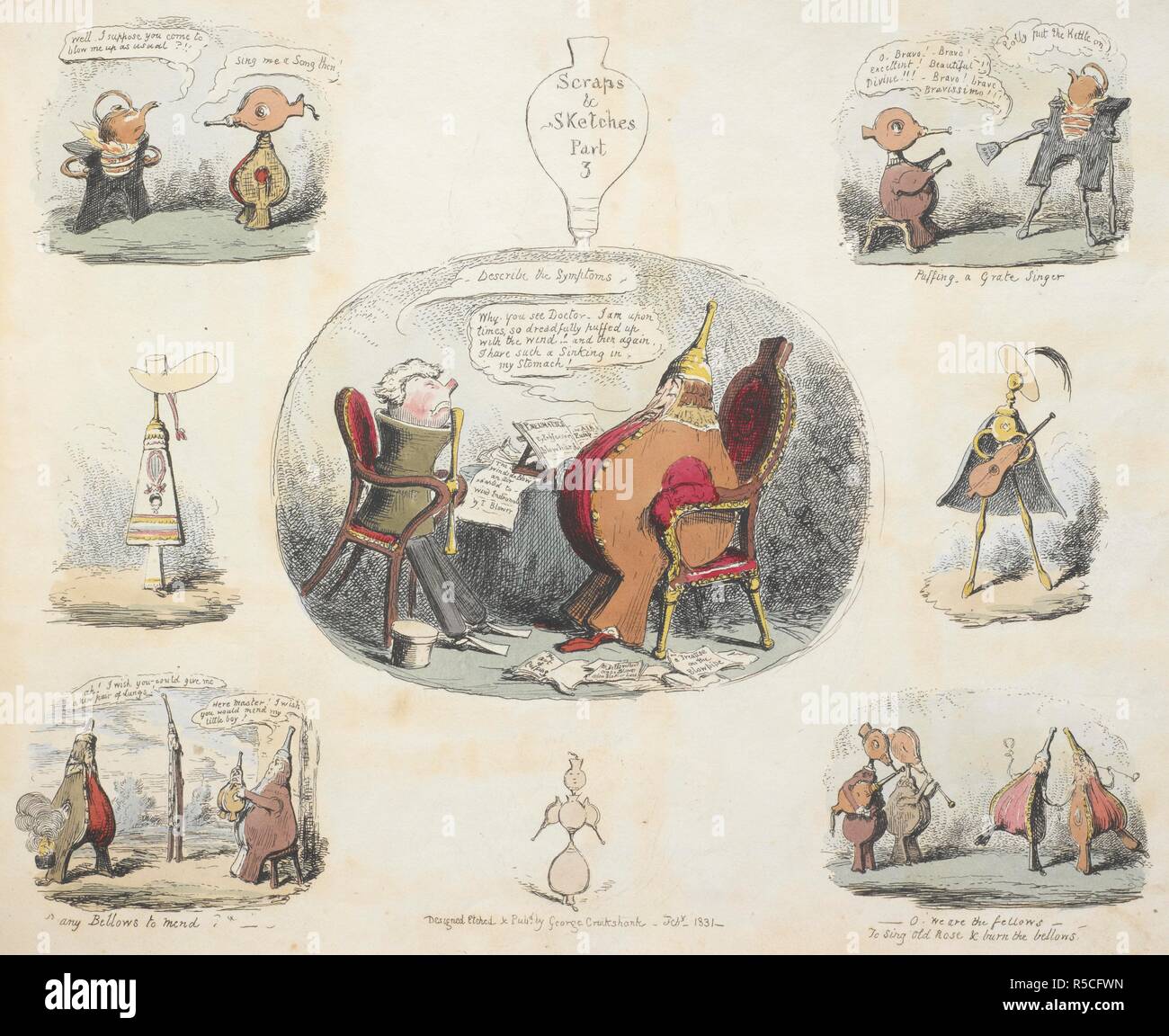 Verschiedenen komischen, satirischen und seltsame Skizzen. Reste und Skizzen, etc. London: Der Künstler, 1828, [29]. Quelle: LR.410, S. 24 f 14. Autor: Cruikshank, George. Stockfoto