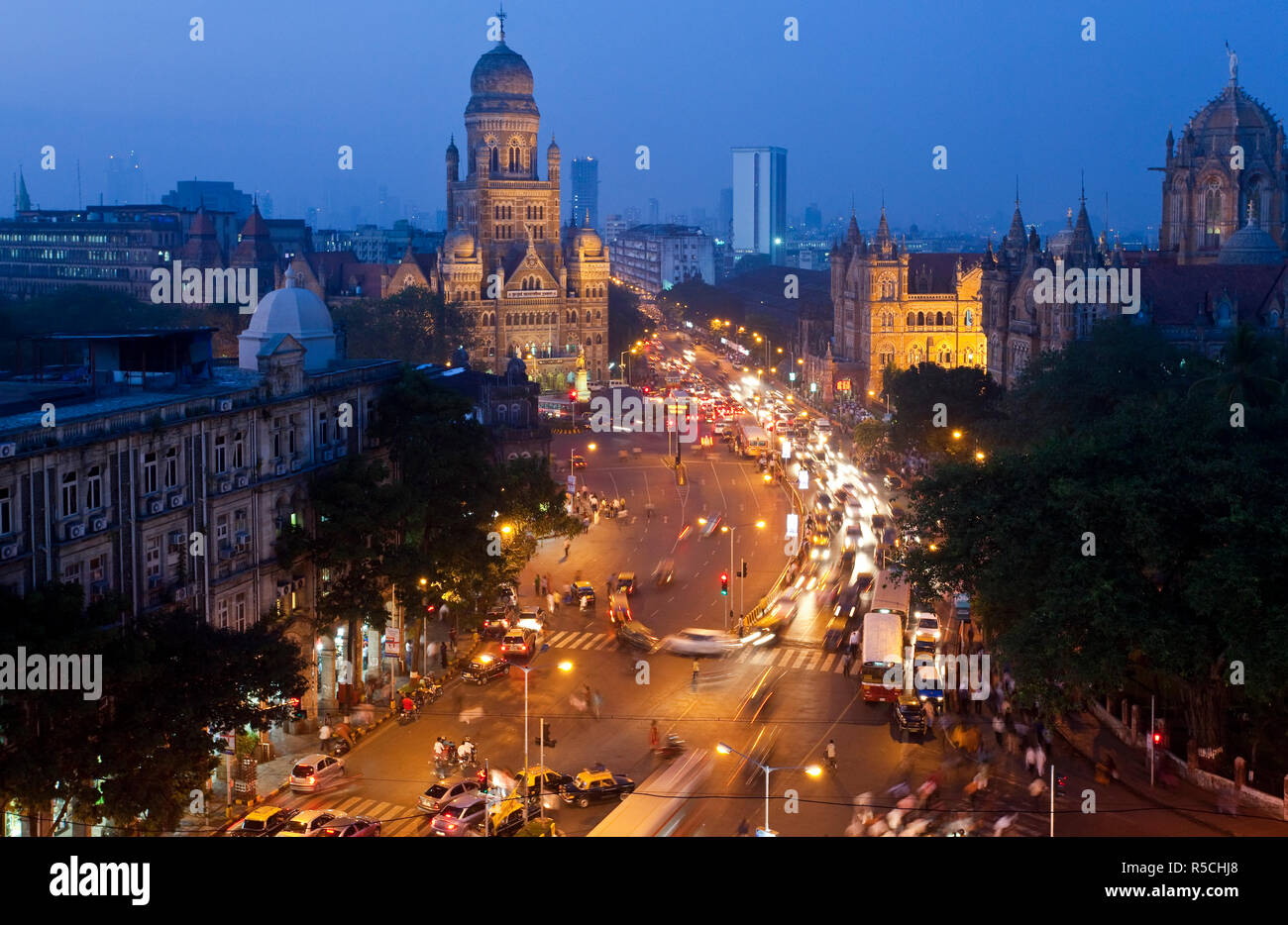 Victoria Terminus oder Chhatrapati Shivaji Terminus (CST), Mumbai (Bombay), Indien Stockfoto