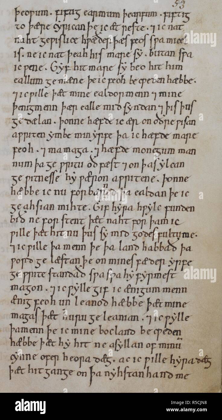 Der Wille des Königs Ã † lfred (Alfred); mit Vorwort, Incipit: 'Ic Ã † lfred cingc Mitte godes gife" und explizit: "[s] ic-hit sylf ge [c eÃ°e]Ã ¦ t ¦ Ã¾am nyhstan Einrichtung ge". Das Incipit: 'Ic Ã † lfred Ã¾est seaxena cingc" und explizit: "[s] ge mich für gyfan [yllan]'. Von (ff. 29 v bis 33 r). . [Historische Texte einschließlich der Wille des Königs Ã † lfred]. Liber vitae ("Die neuen Minster Liber vitae'). c 1031. Quelle: Stowe 944 w.32. Sprache: Latein. Stockfoto
