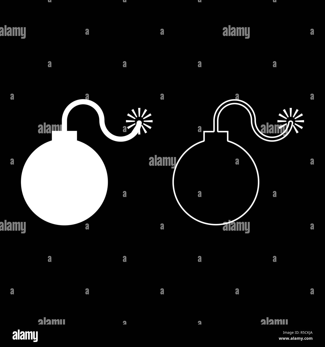 Bombe explosive militärische Alten Zeitbombe Waffe mit Feuer Spark Konzept Werbung boom Icon Set Farbe weiß Vektor I Stil einfach Ich Stock Vektor