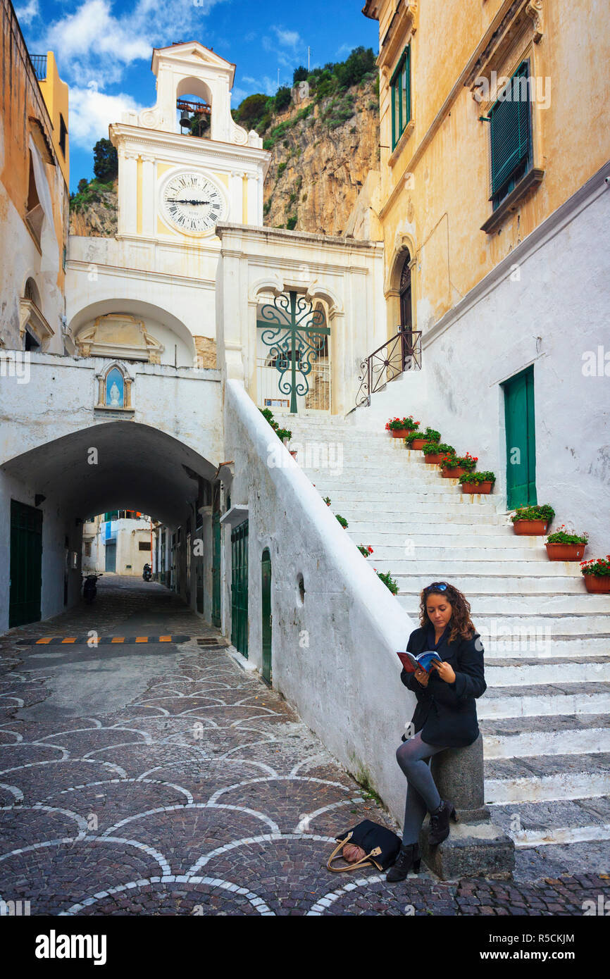 Italien, Amalfiküste, Atrani, Piazza Umberto I Stockfoto