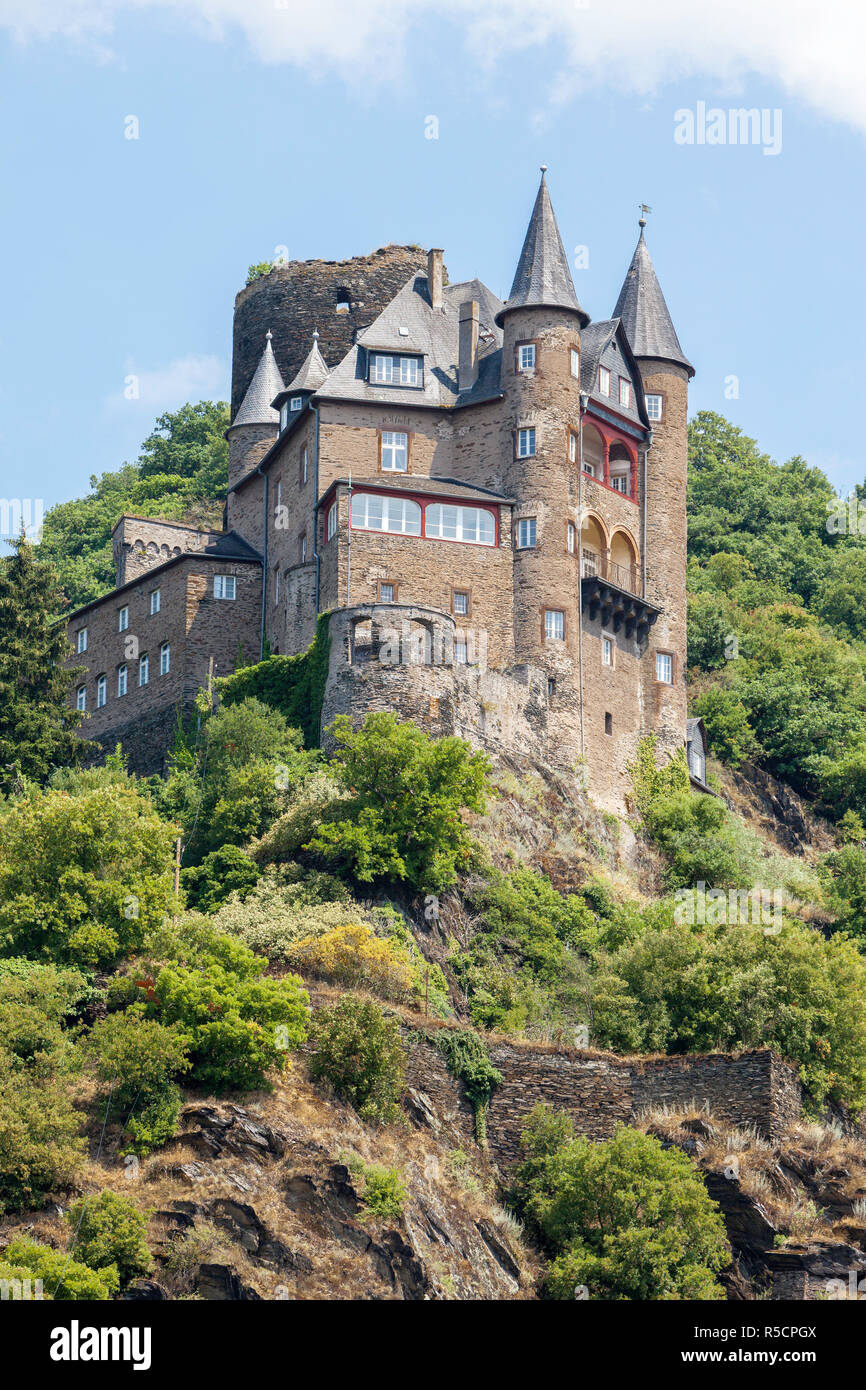 Rhein, St. Goarshausen, Deutschland. Katz Burg (Burg Katz), 14. Stockfoto