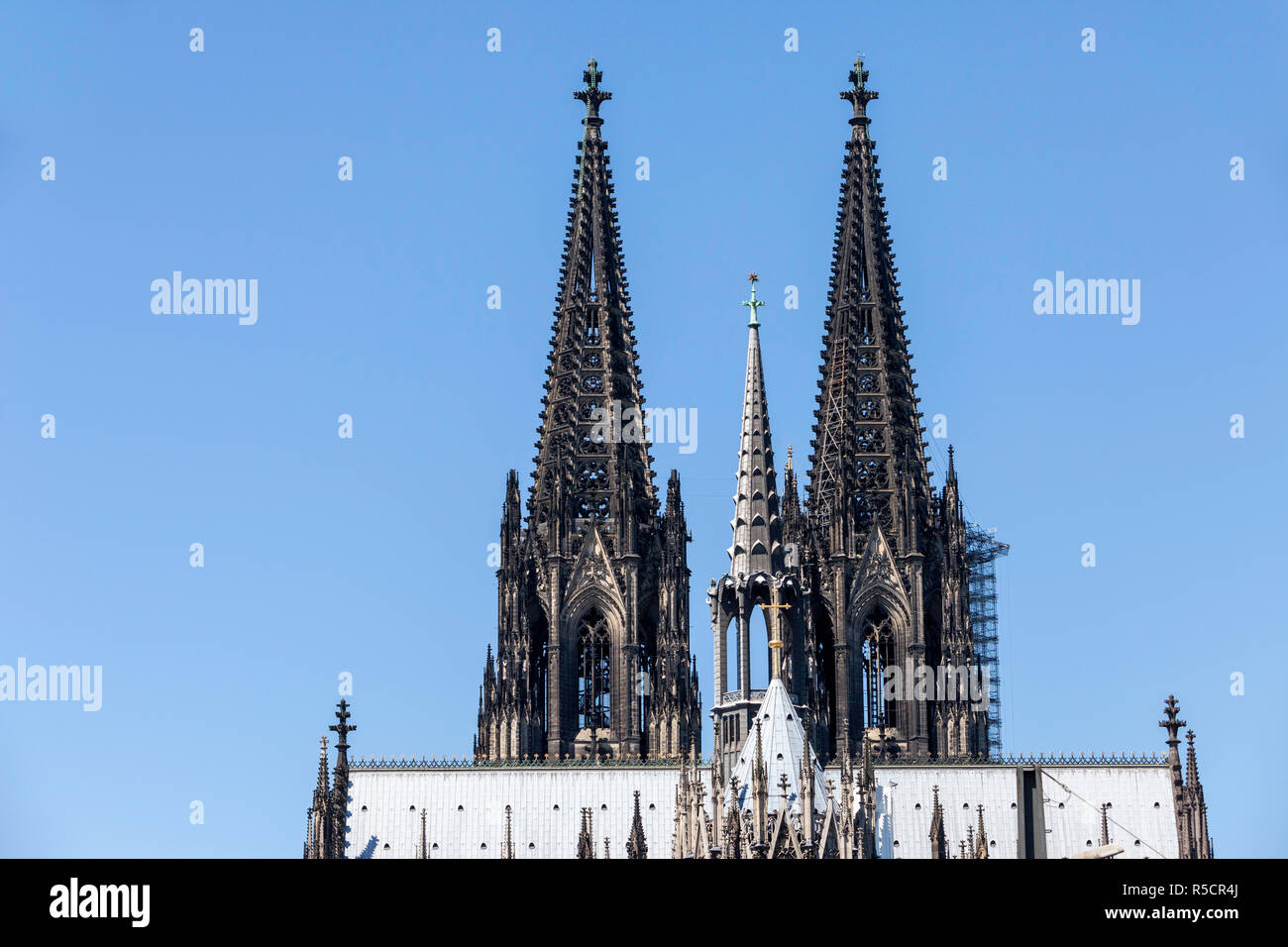 Köln, Deutschland. Turmspitzen der Kathedrale von Köln. Stockfoto