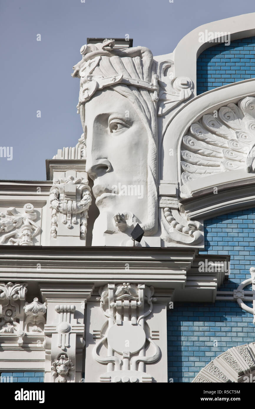 Lettland, Riga, Art Nouveau District, Gebäude eingehend 10 b Elizabetes Iela Straße, Mikhail Eisenstein-Architekt Stockfoto