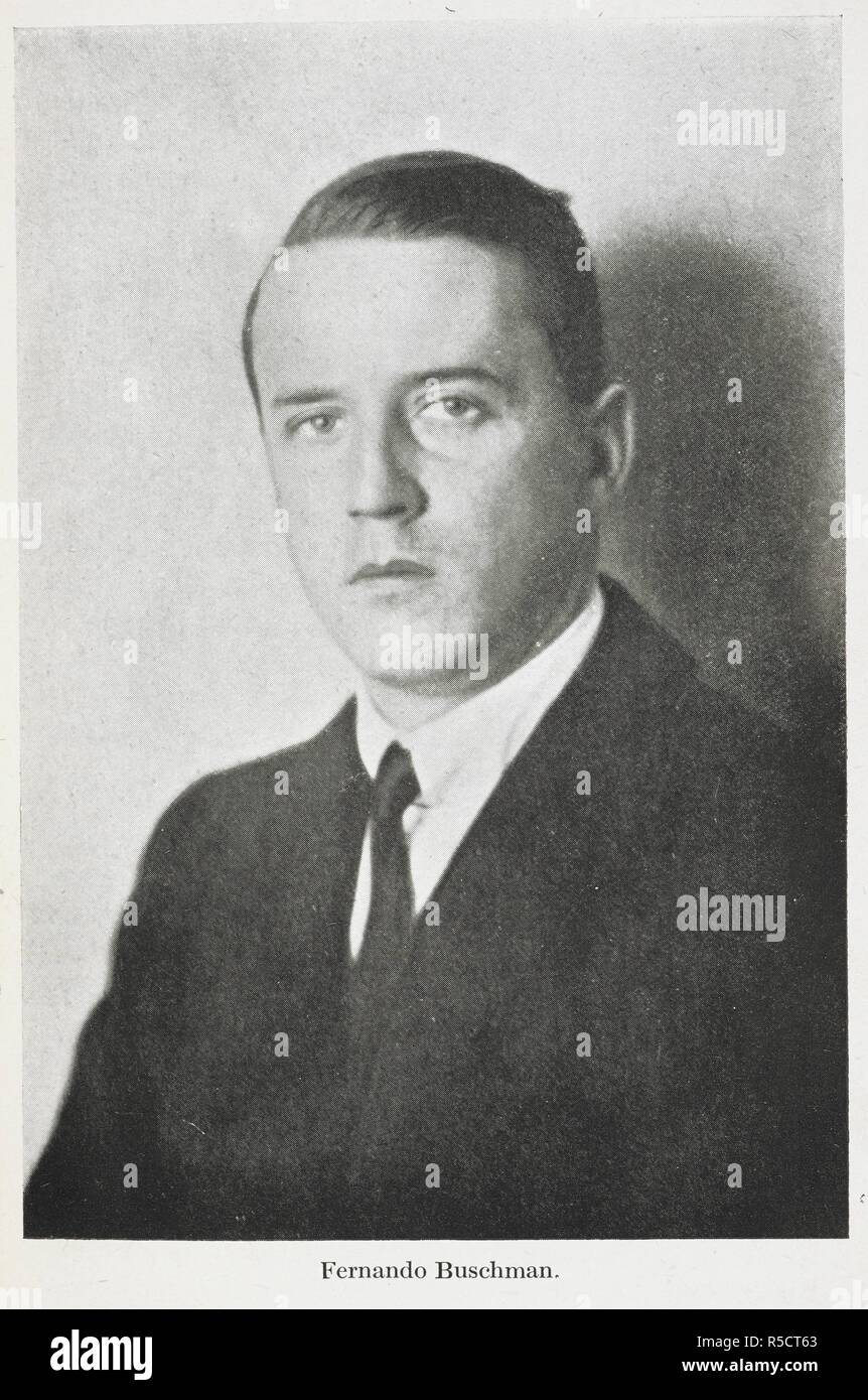 Fernando Buschmann". Deutsch-brasilianischen Fernando Buschmann (1890-1915) war ein Geiger und Geschäftsmann. Er verhaftet und mit angeblich Spionage auf die Royal Navy aufgeladen, plädierte er auf nicht schuldig um 7 Uhr am 19. Oktober 1915, Fernando Buschman durch ein Erschießungskommando in den Tower von London ausgeführt wurde. Deutsche Spione an der Bucht: eine tatsächliche Aufnahme der Deutschen Spionage in Großbritannien in den Jahren 1914-1918... Mit Illustrationen. London: Hutchinson & Co., 1920. Quelle: 09083.cc.58 Platte gegenüberliegenden Seite 122. Autor: Felstead, Sidney Theodore. Stockfoto