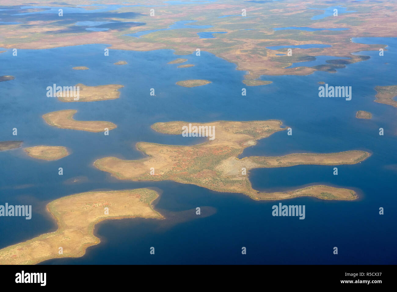 Vergletscherte Landschaft aus der Luft, Ennadai Lake, Yellowknife, Northwest Territories, Kanada Stockfoto