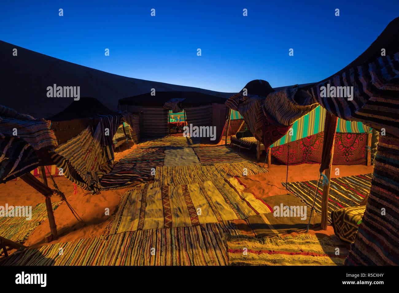 Zelt Unterkunft auf dem Kamel Safari, Sahara, Merzouga, Marokko Stockfoto