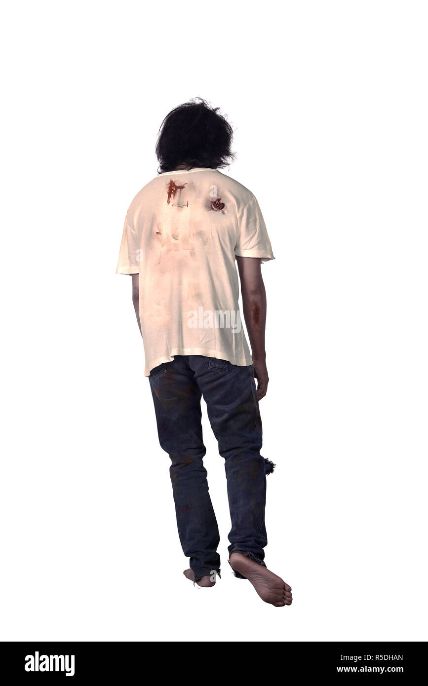 Rückansicht des männlichen Zombie Stockfoto