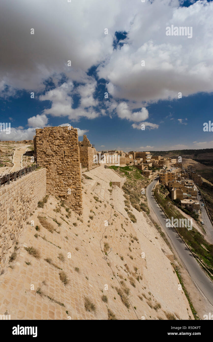 Jordan, Kings HIghway, Karak, Karak Kreuzfahrerburg, außen Stockfoto