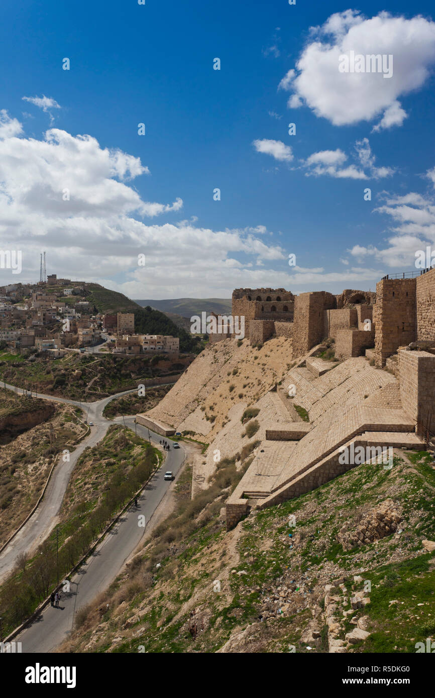 Jordan, Kings HIghway, Karak, Karak Kreuzfahrerburg, außen Stockfoto