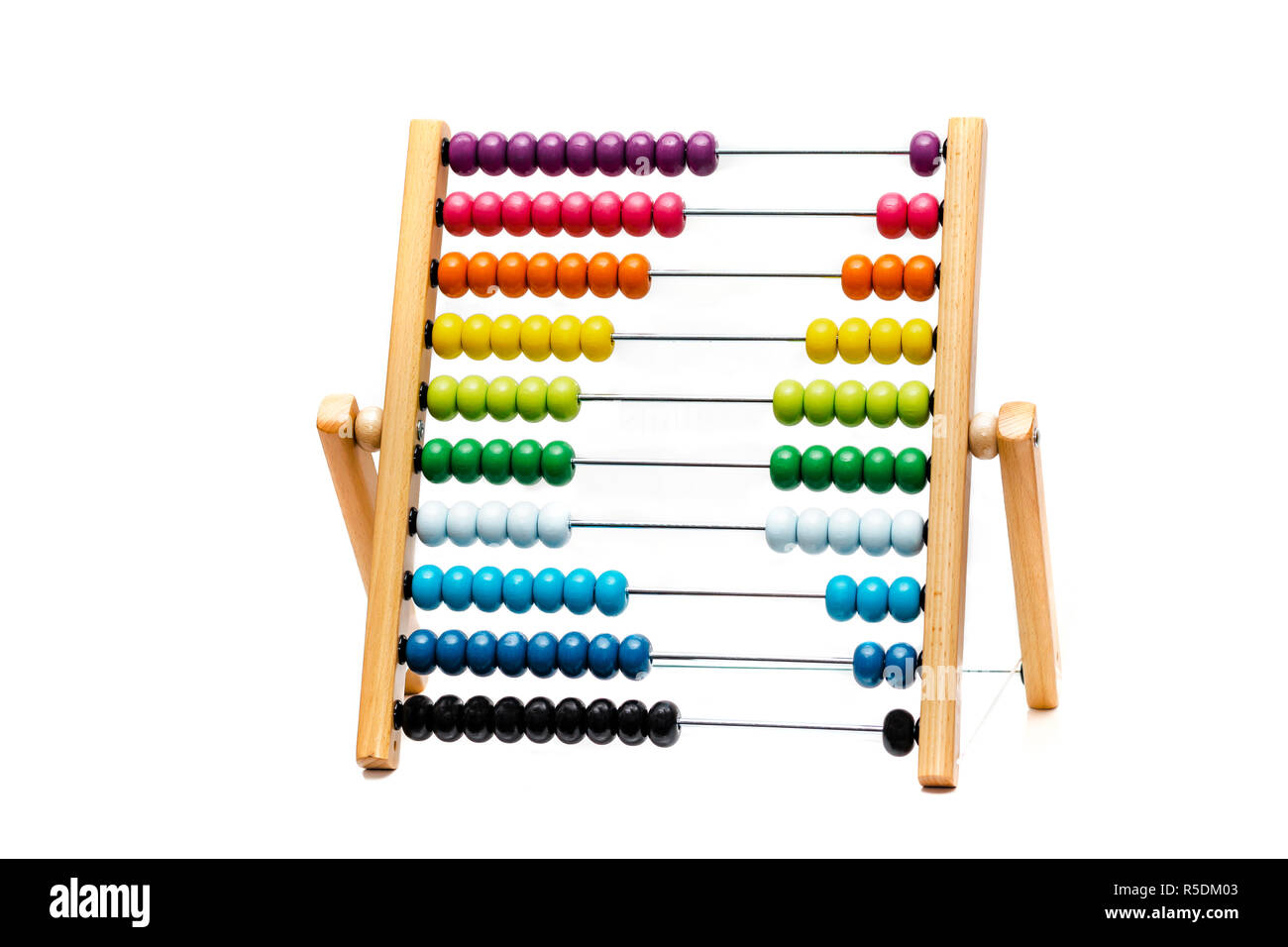 Traditionelle abacus mit bunten Holzperlen auf weißem Hintergrund Stockfoto