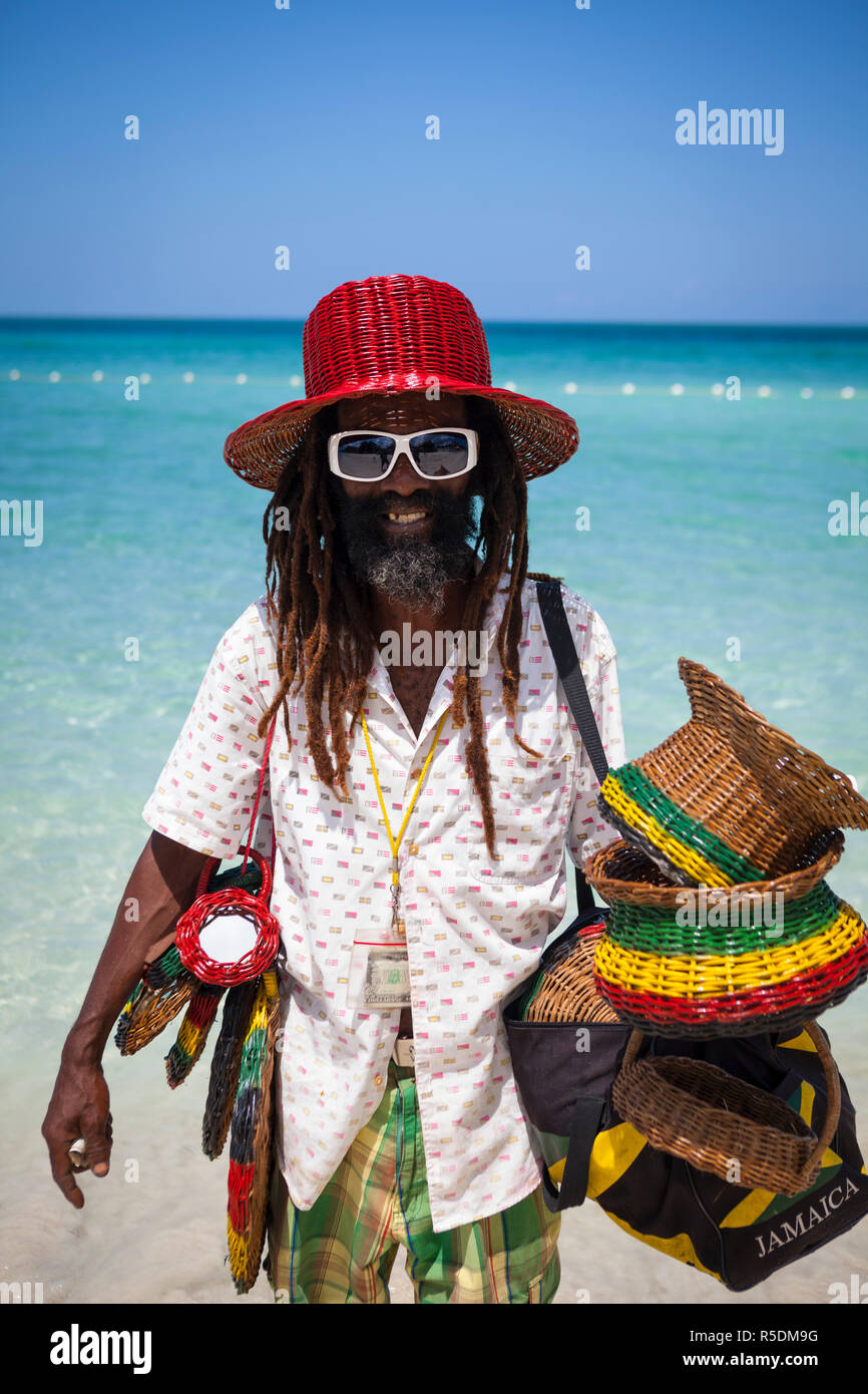 Portrait von einheimischen Handwerker, Negril, Westmoreland, Jamaika Stockfoto
