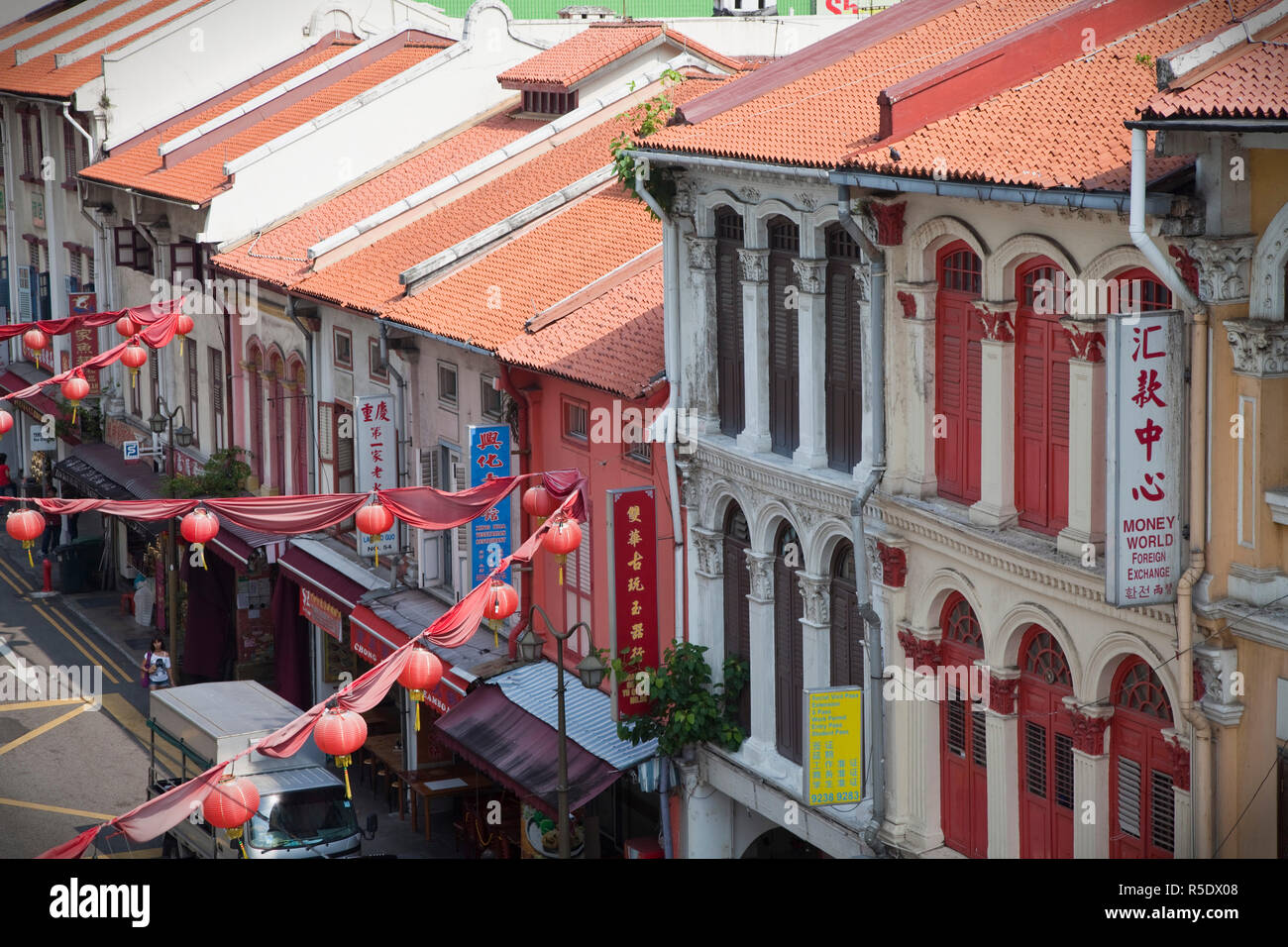 Colonial shop Häuser, China Town, Singapur Stockfoto