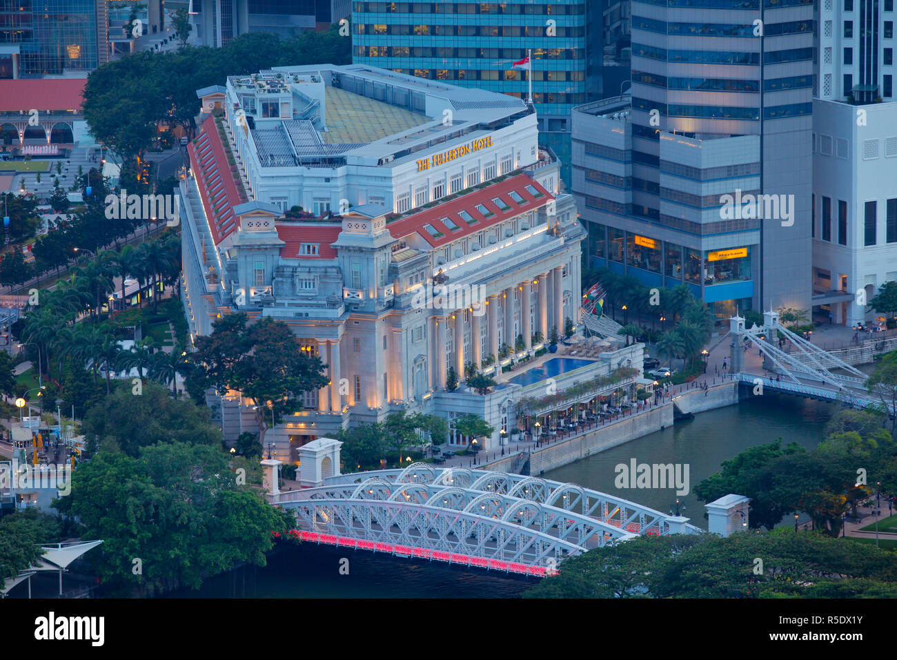 Fullerton Hotel, Singapore River, Singapur Stockfoto