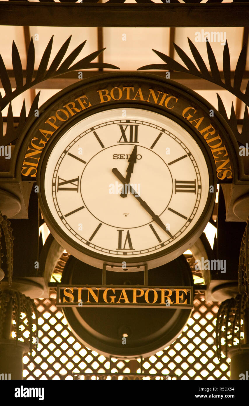 Uhr auf der Singapore Botanic Gardens, Singapur Stockfoto