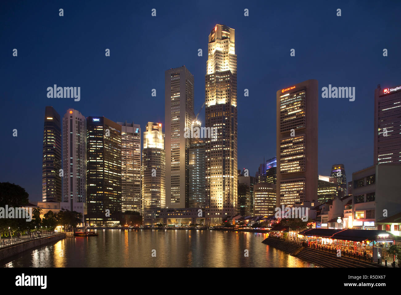 Central Business District, dem Boat Quay, Singapur Stockfoto