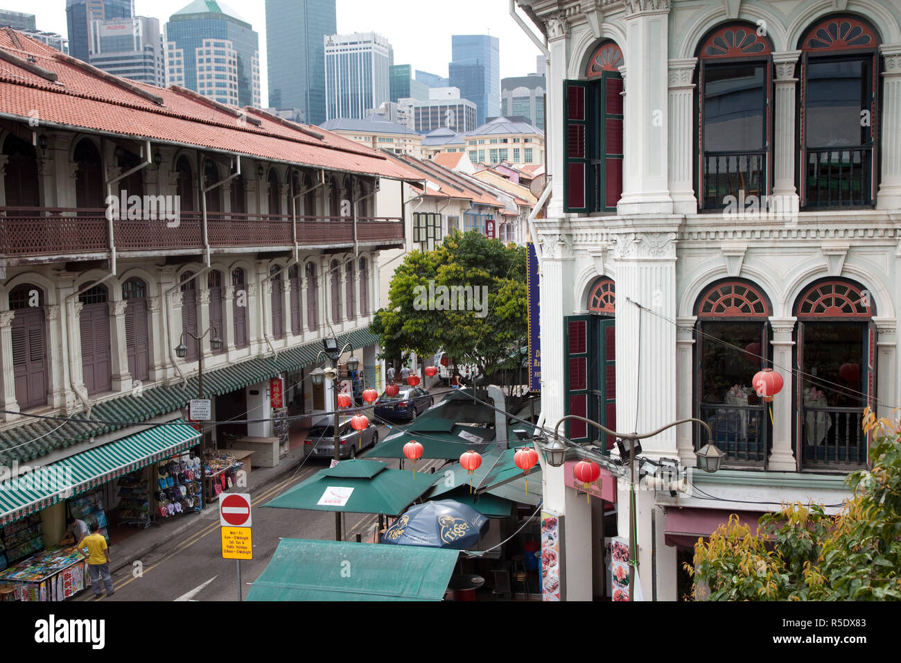 Colonial shop Häuser, China Town, Singapur Stockfoto