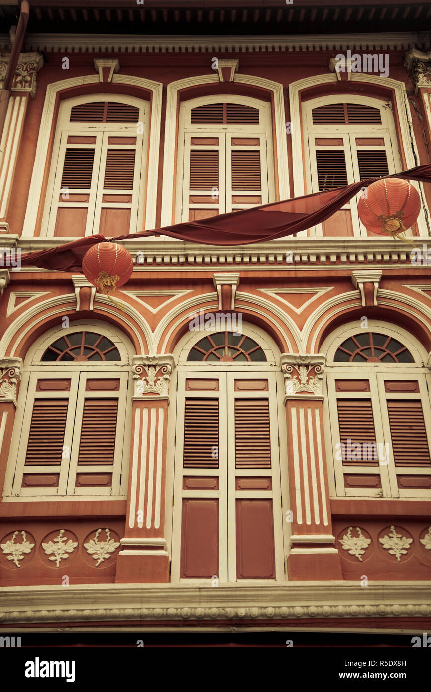 Colonial shop Häuser, China Town, Singapur Stockfoto