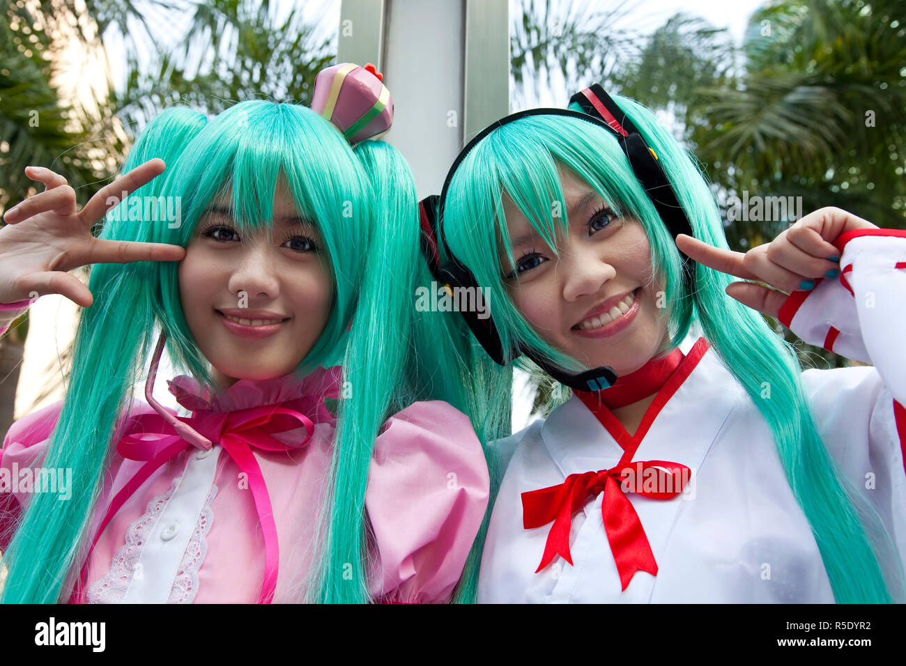 Mädchen gekleidet in einem japanischen Stil Cosplay Kostüm 'Rollenspiel' Festival, Bangkok, Thailand Stockfoto