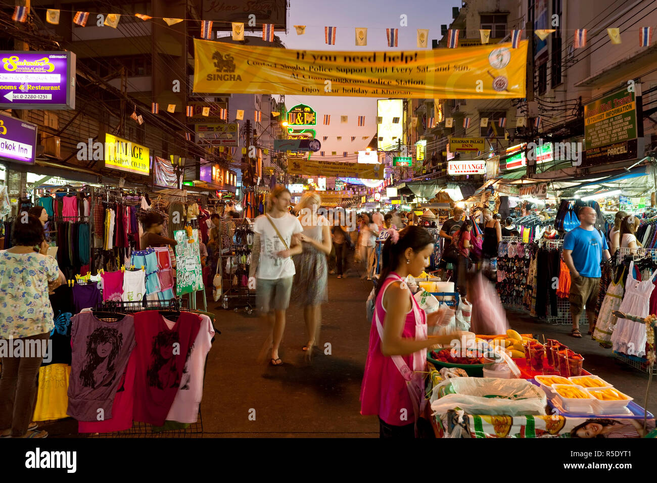 Khao San Road in Banglamphu, Bangkok, Thailand Stockfoto