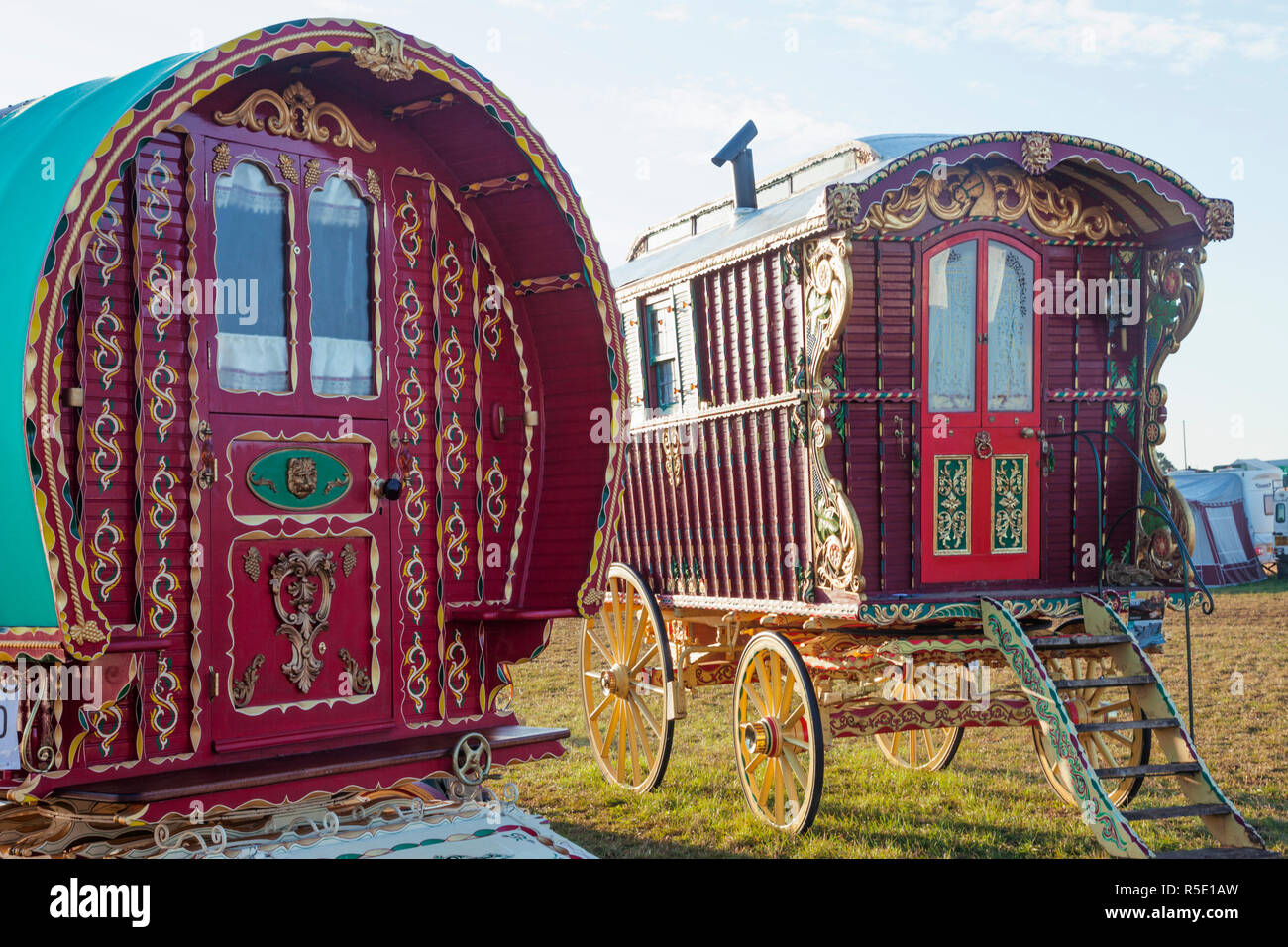 England, Dorset, Blanford, das Great Dorset Steam Fair, Zigeunerwagen Stockfoto