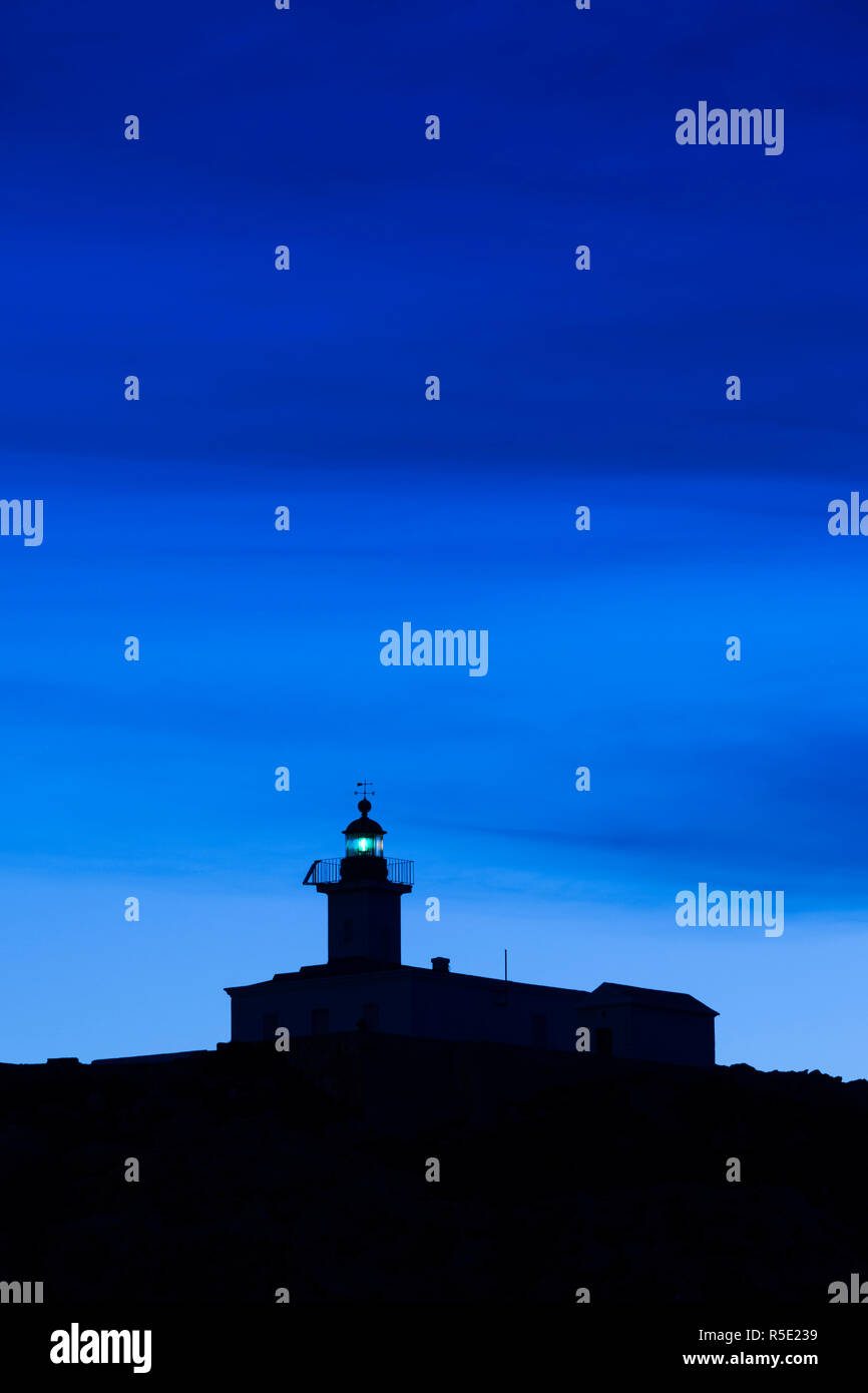 Frankreich, Korsika, Haute-Corse Abteilung, La Balagne Region, Ile Rousse, Ile De La Pietra, Leuchtturm, Sonnenuntergang Stockfoto