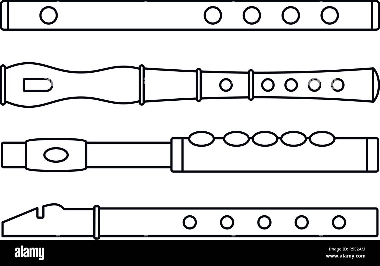 Musik Flöte Symbol gesetzt. Umrisse der Musik Flöte Vector Icons für Web Design auf weißem Hintergrund Stock Vektor