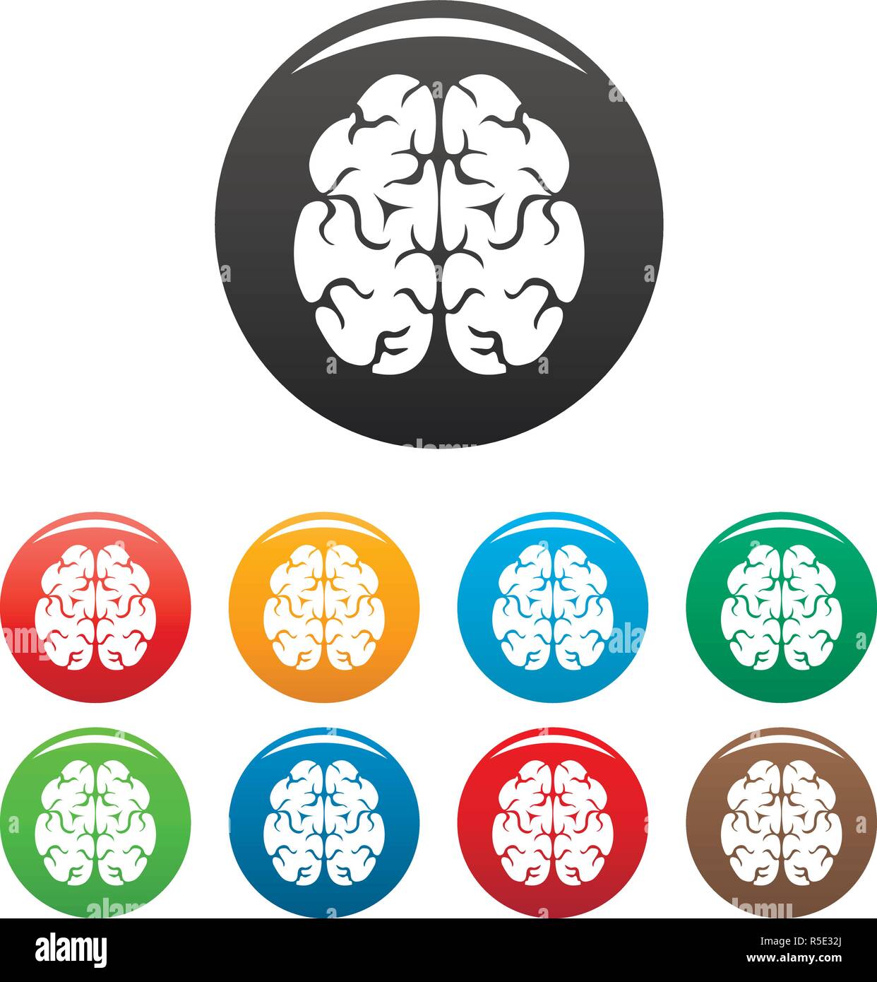 Gehirn Icons Set 9 Farbe Vektor isoliert auf Weiss für jedes Design Stock Vektor