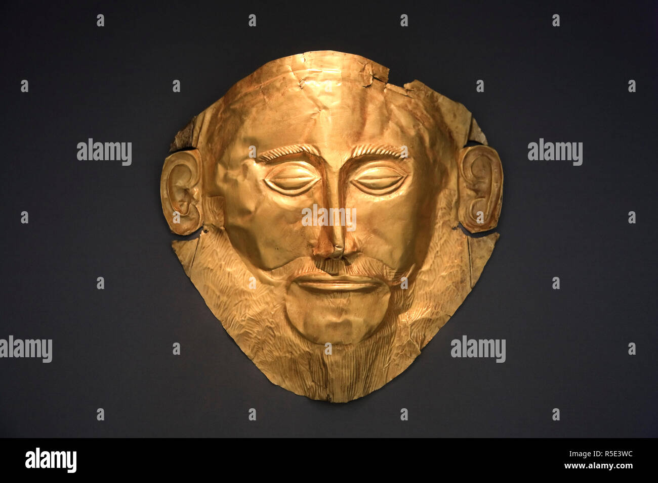 Griechenland, Attika, Athen, Nationale Archäologische Museum, goldene Totenmaske als Maske des Agamemnon bekannt Stockfoto