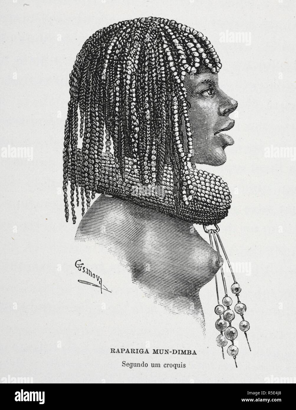 Rapariga Mun-dimba. Ein Mädchen aus Mundimba, Kamerun. Dahomey und der Dahomans: In den Journalen von zwei Missionen zum König von Dahomey. London, 1851. Quelle:10097. d. 21. Stockfoto