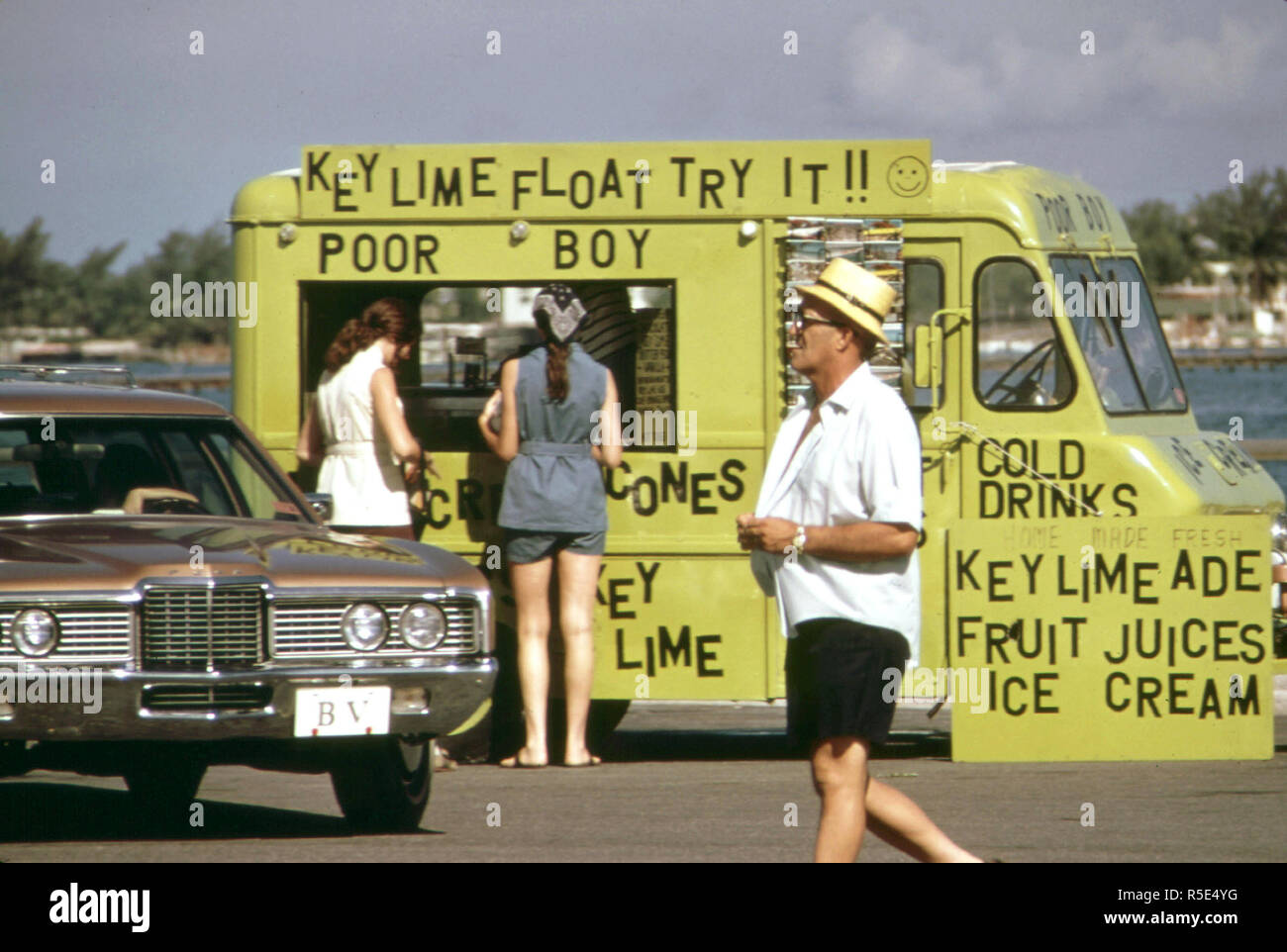 Verkauf Key Lime Pie am öffentlichen Strand Pier in Key West. 1975 Stockfoto