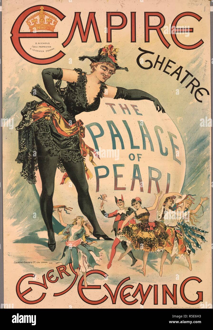 Der Palast von Pearl, Empire Theatre, London. Eine chromolithograph der Tänzer. [London]: Clement-Smith & Coy Lith., London, 1886. Quelle: Evan. 1905. Sprache: Englisch. Stockfoto