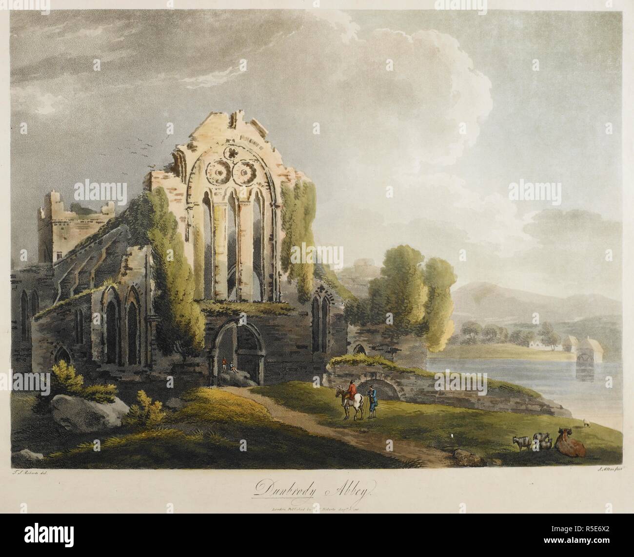 Ein Blick auf das Dunbrody Abbey. Ansicht der Dunbrody Abbey. 1796. Quelle: Karten K. Top. 55.37.1. Sprache: Englisch. Autor: Roberts. Stockfoto