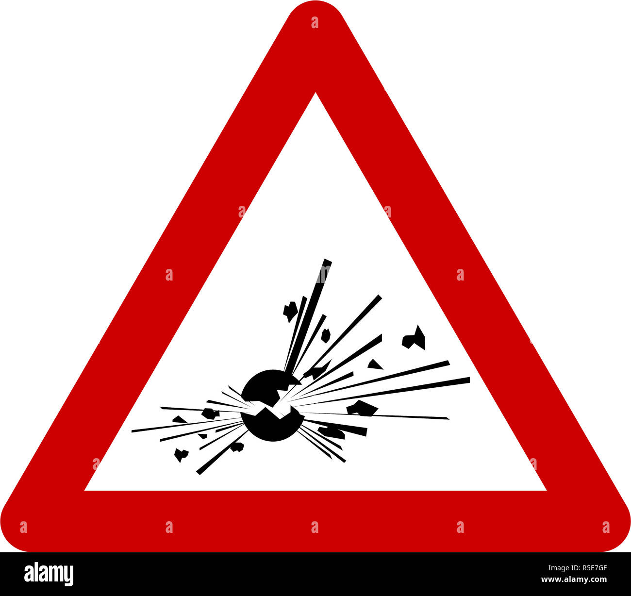 Warnschild mit explosiven Stoffen Symbol Stockfoto