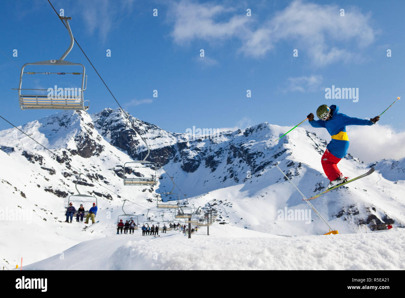 Die Remarkables Ski Gebiet, Queenstown, Central Otago, Südinsel, Neuseeland Stockfoto