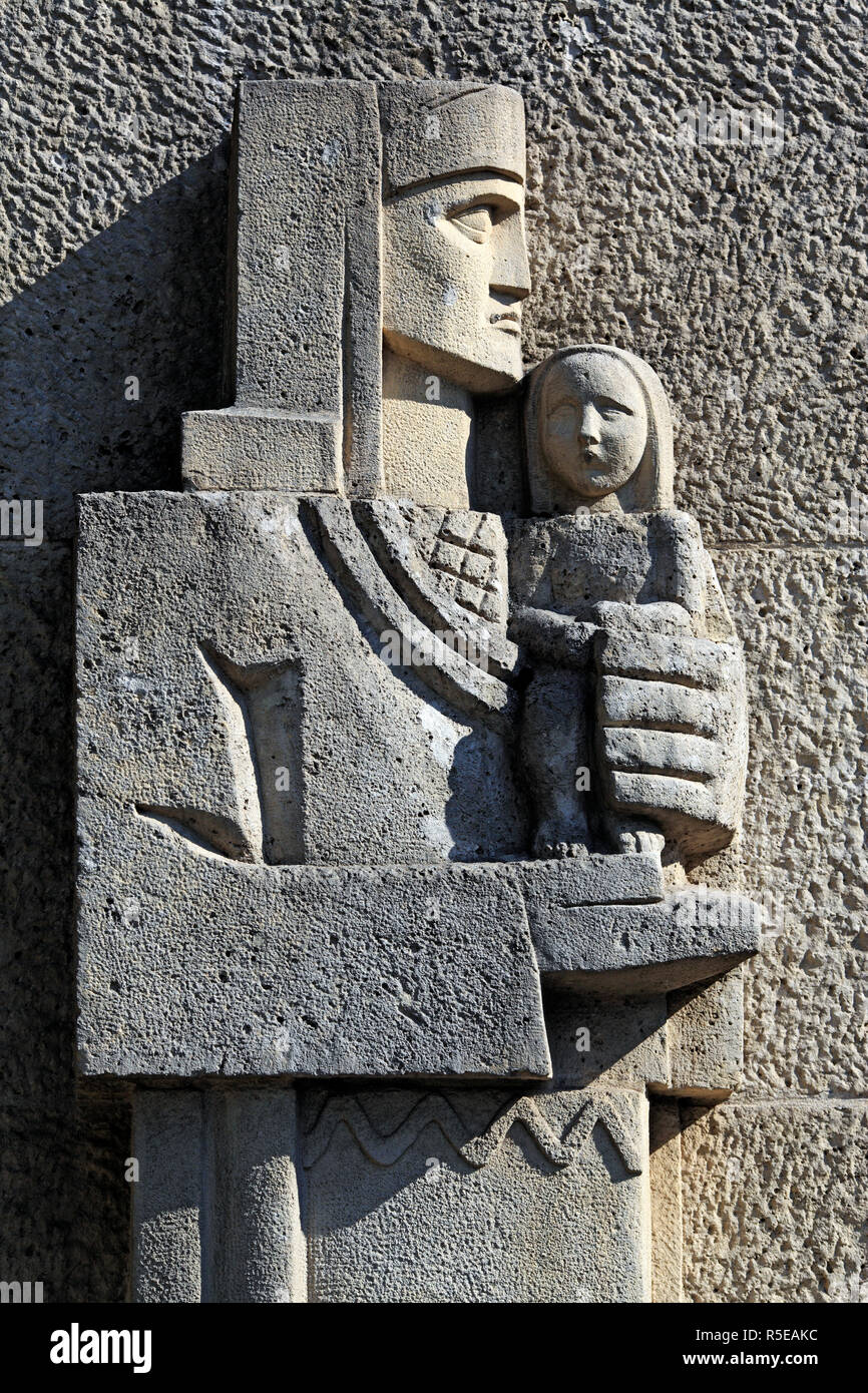 Skulptur in der Nähe von Centennial Hall, Breslau, Niederschlesien, Polen Stockfoto