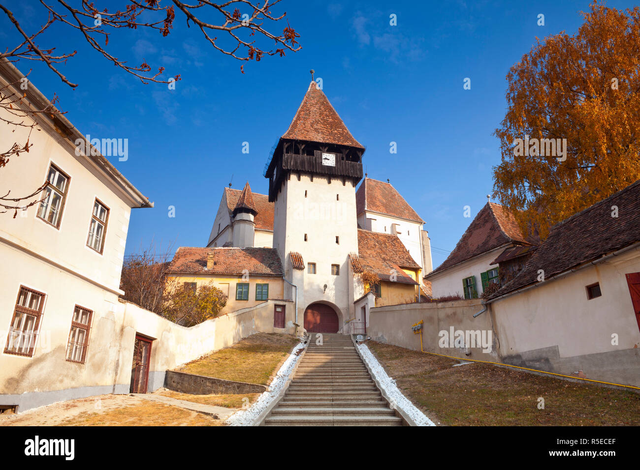 Die befestigte Kirche von Bazna/Baassen, Bazna/Baassen, Siebenbürgen, Rumänien Stockfoto