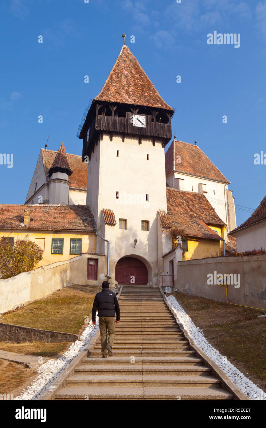 Die befestigte Kirche von Bazna/Baassen, Bazna/Baassen, Siebenbürgen, Rumänien Stockfoto