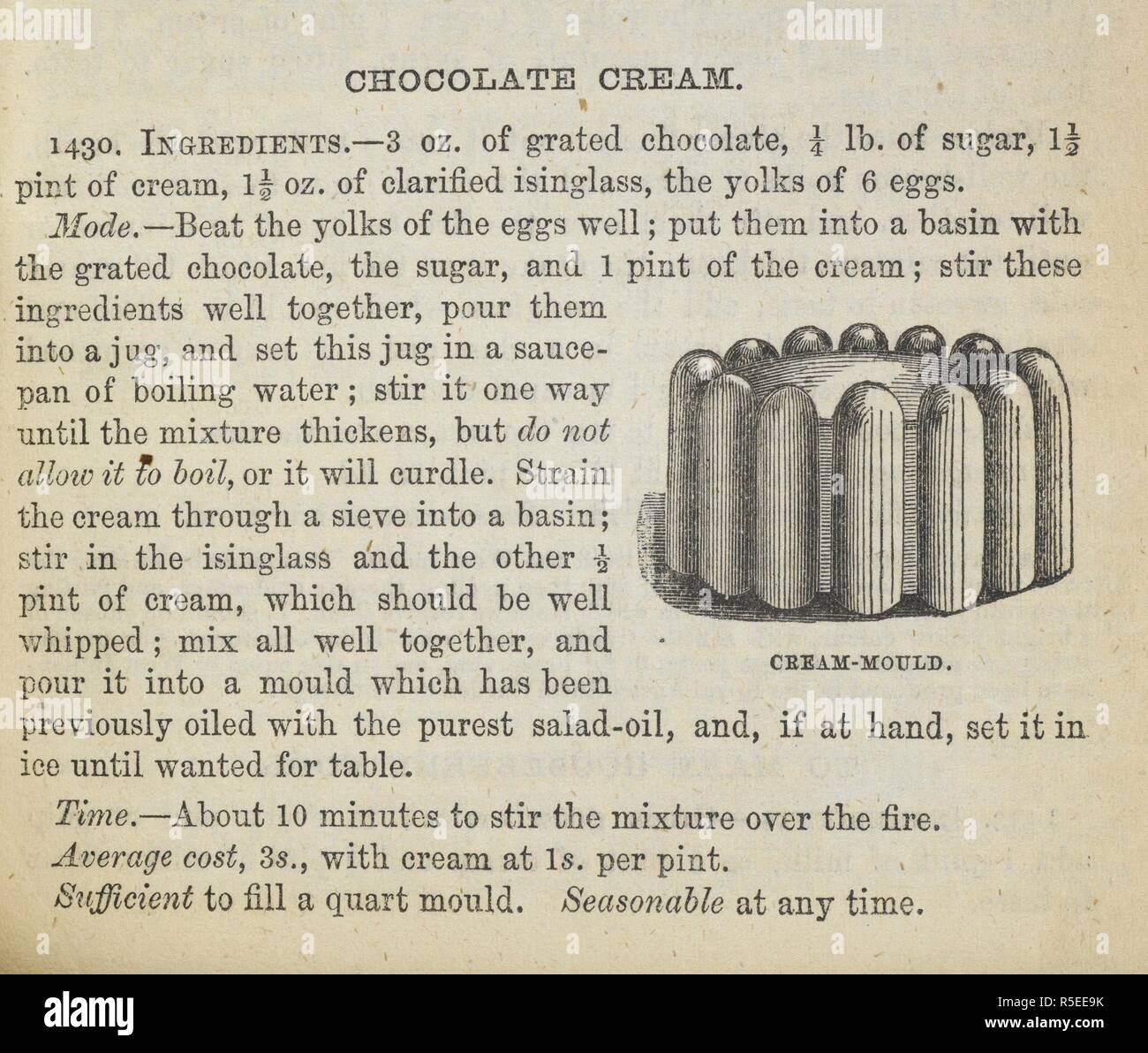 Rezept für Schokolade. Das Buch der Haushaltsführung, etc. [mit Platten und Illustrationen.]. London: S. O. Beeton, 1861. Quelle: C 194. a. 507 S. 719. Autor: ISABELLA BEETON, Maria. ANON. Stockfoto