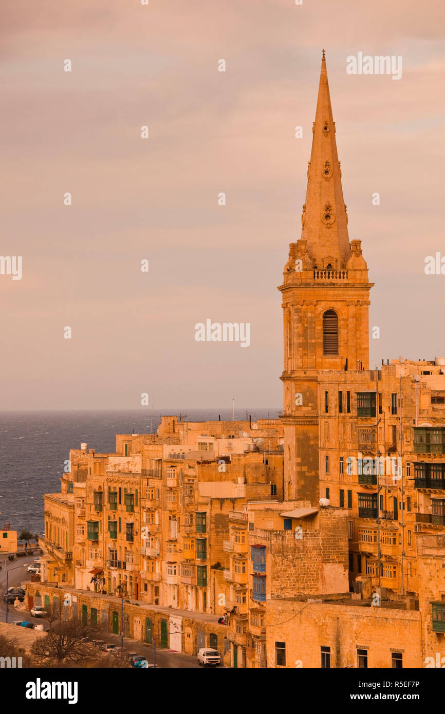 Malta, Valletta, St. Paul's Anglican Kathedrale von St. Andrew's Bastion Stockfoto