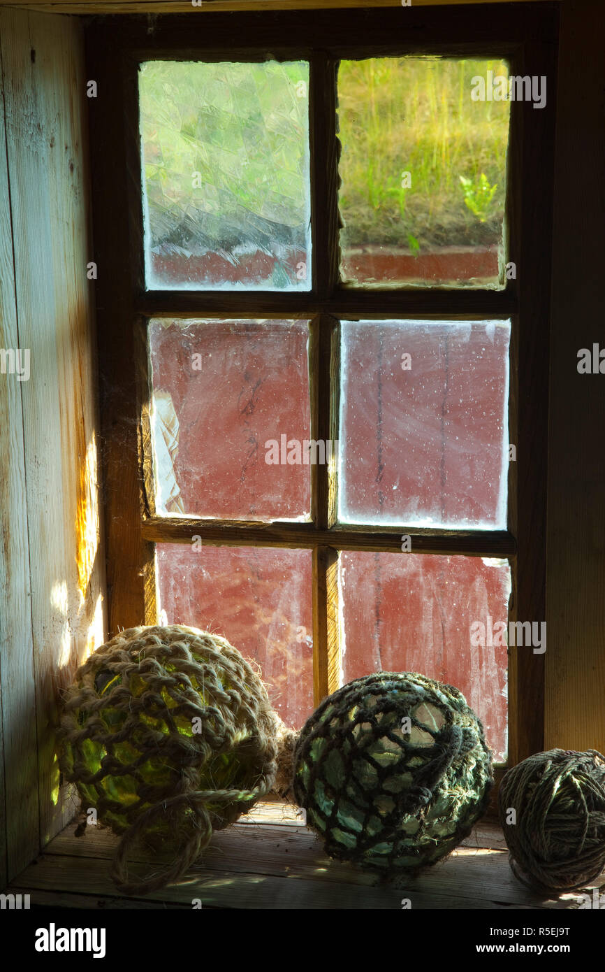 Angeln Cabin Interior, Storvagen, Austvagsoya, Lofoten, Nordland, Norwegen Stockfoto