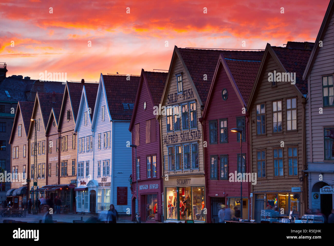 UNESCO-Welterbe geschützten Angeln Läger in den Stadtteil Bryggen, Bergen, Hordaland, Norwegen Stockfoto